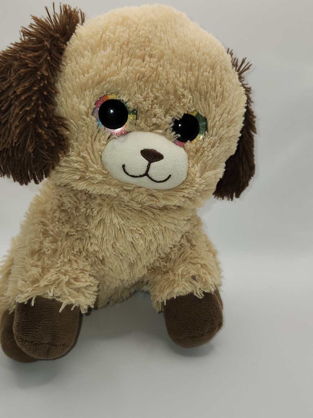 Retired Spark Create Imagine Plush Puppy Dog 9" Tan Brown Rainbow Sparkle Eyes
